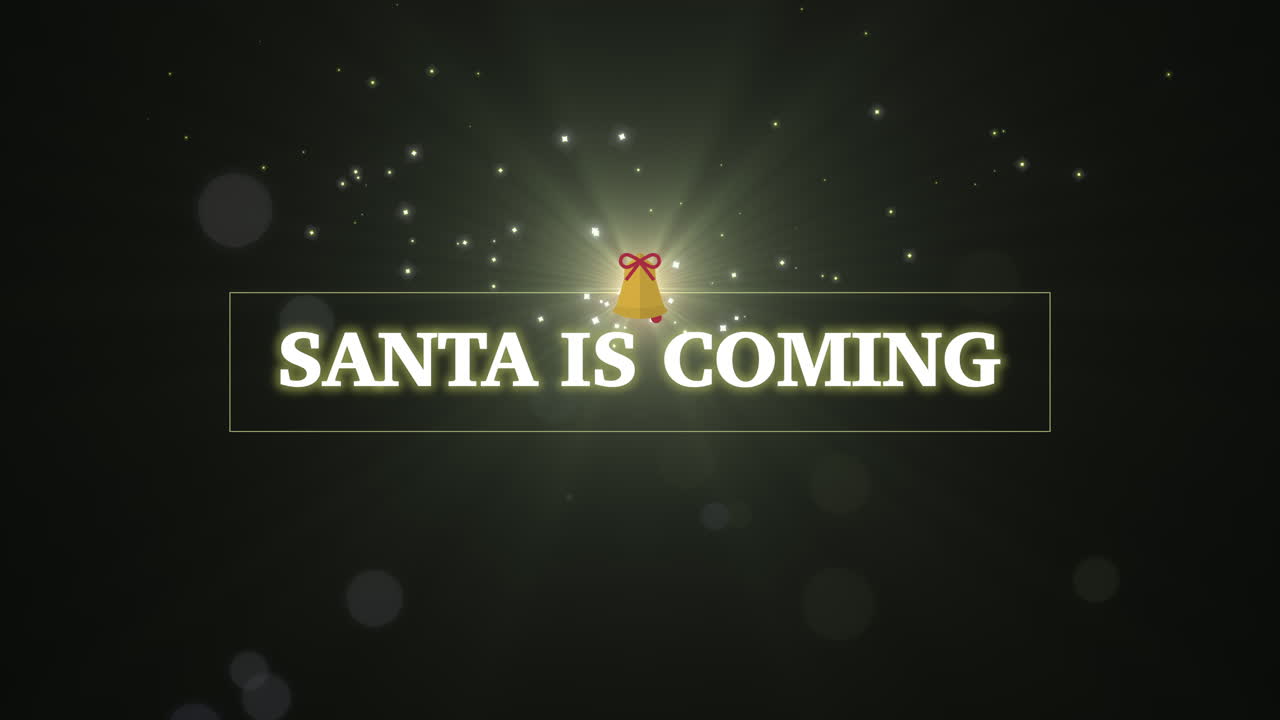 Babbo Natale sta arrivando con campanella e glitter nella notte
