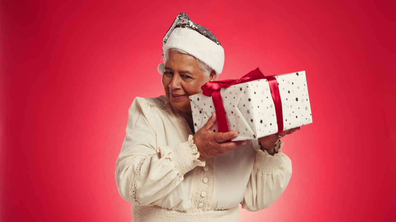 Festive Woman with Christmas Gift