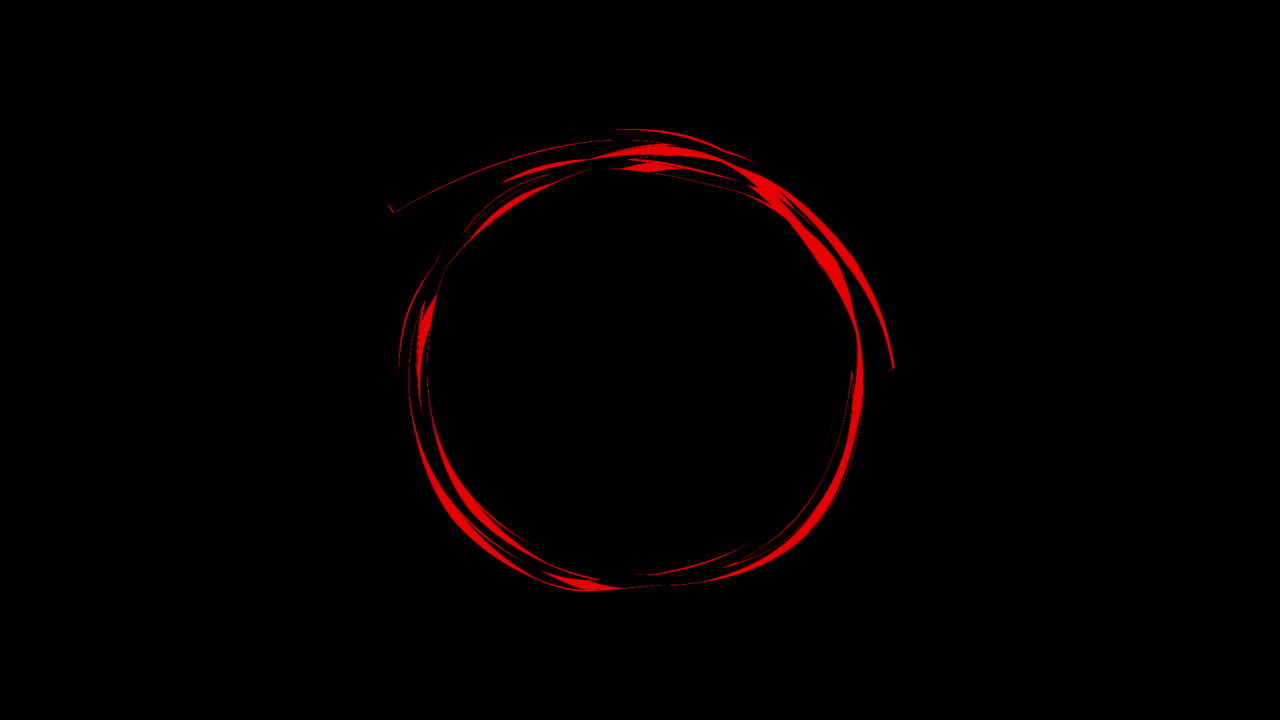 Red Hand-Drawn Animated Circle Loop on Black Background