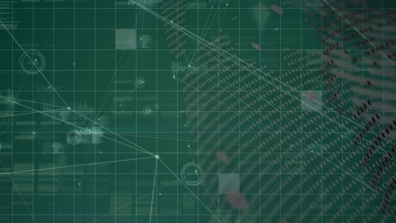 디지털 공간에서 연결 네트워크와 데이터 처리의 애니메이션