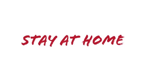 animation of stay at home text on white background