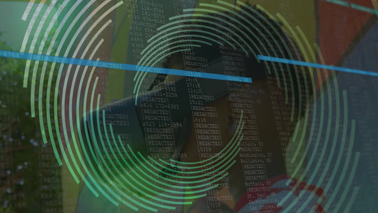 animación de formas giratorias sobre el niño usando auriculares vr