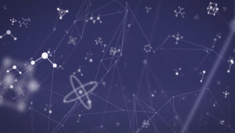 animación de redes de conexiones y moléculas sobre fondo azul