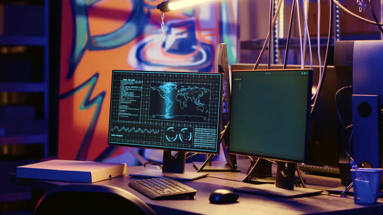 sistema informático en el escondite subterráneo