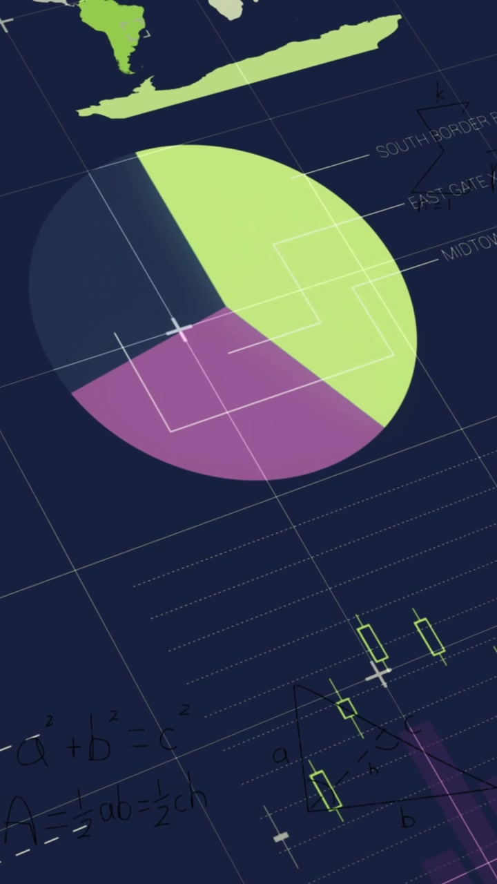 Animazione dell'elaborazione di dati finanziari su sfondo blu