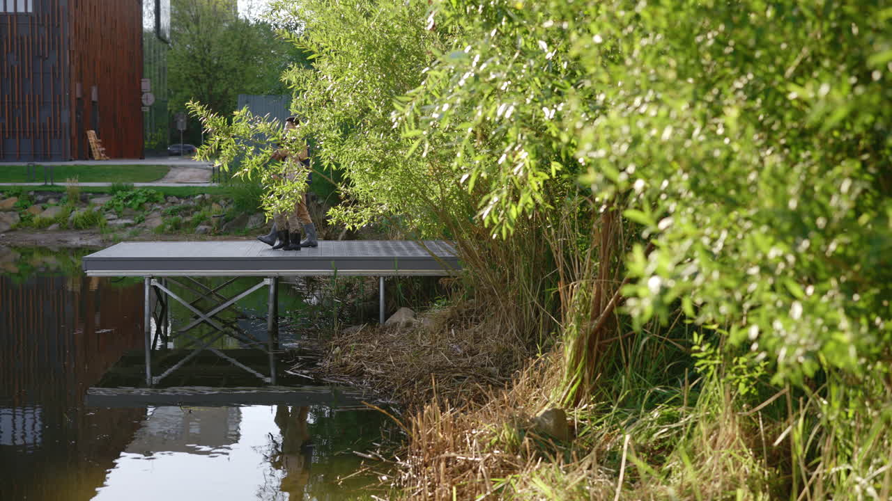 Fishing on a Lakeside Pier