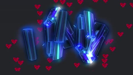 animation of crystals over hearts floating