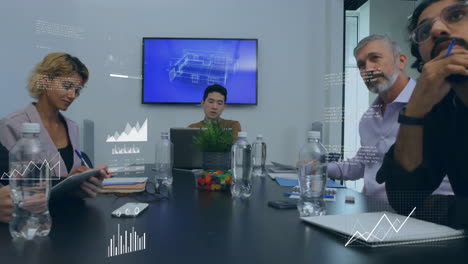 animación del procesamiento de datos sobre diversas personas de negocios en la oficina