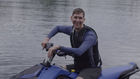 stylish extreme sport jet ski tricks jumping on fresh water in canada