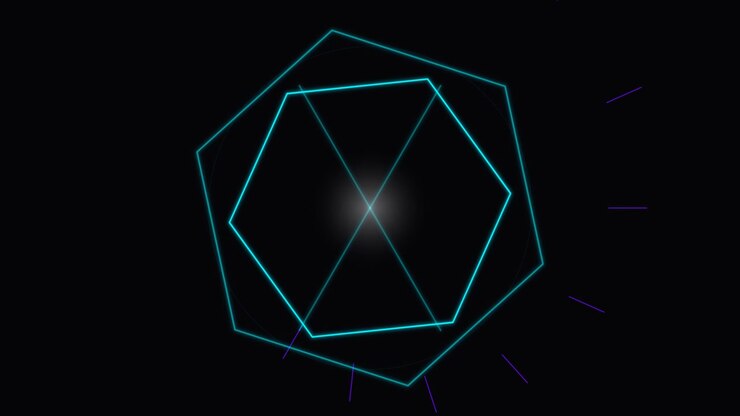 Grafica animata geometrica con esagono rotante astratto