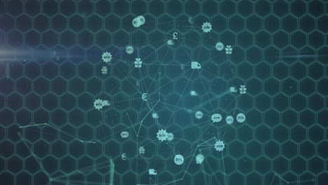 Animation-of-network-of-connections-with-icons-over-hexagons