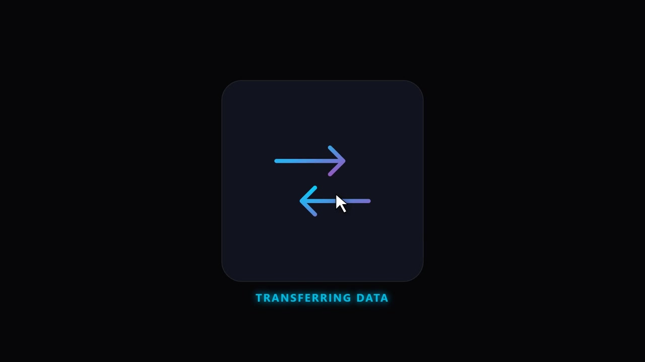 Digital Data Transfer Icon Animation with Loading Text