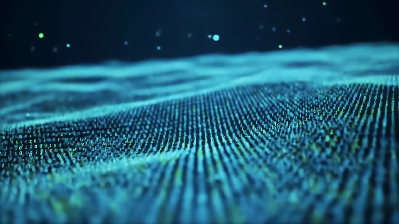 Captivating Digital Waveforms: A Stunning Visual Journey Through a Cascading Landscape of Vibrant Points and Dazzling Lights in an Infinite Virtual Space