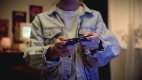 playing a retro video game