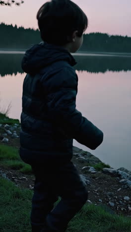Child by the Lake at Dusk