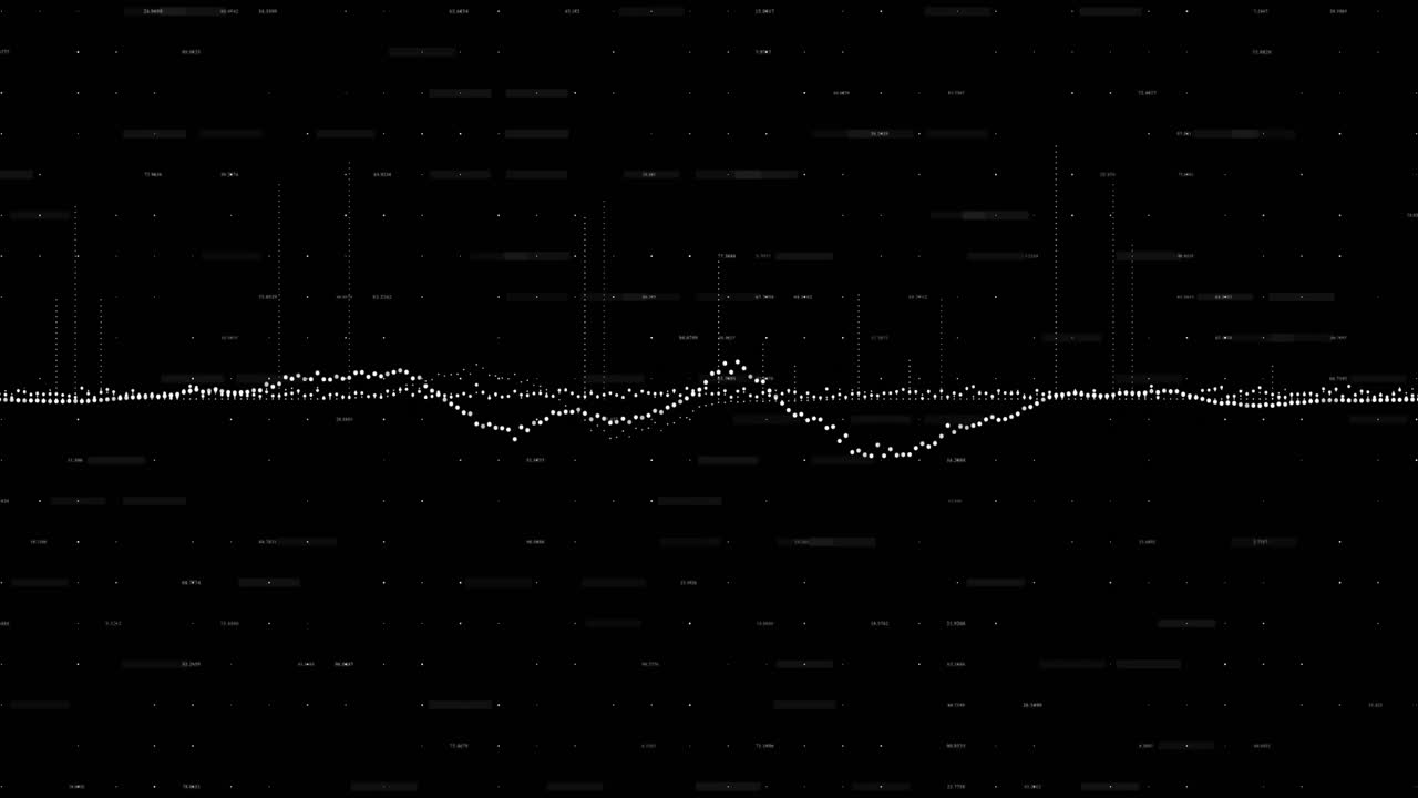 White graphs moving against black background