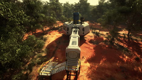 estación de investigación futurista en un bosque desértico