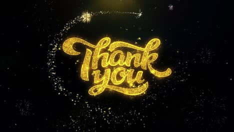 thank you graphic with fireworks and sparkle