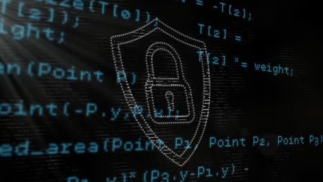 Security padlock icon against data processing