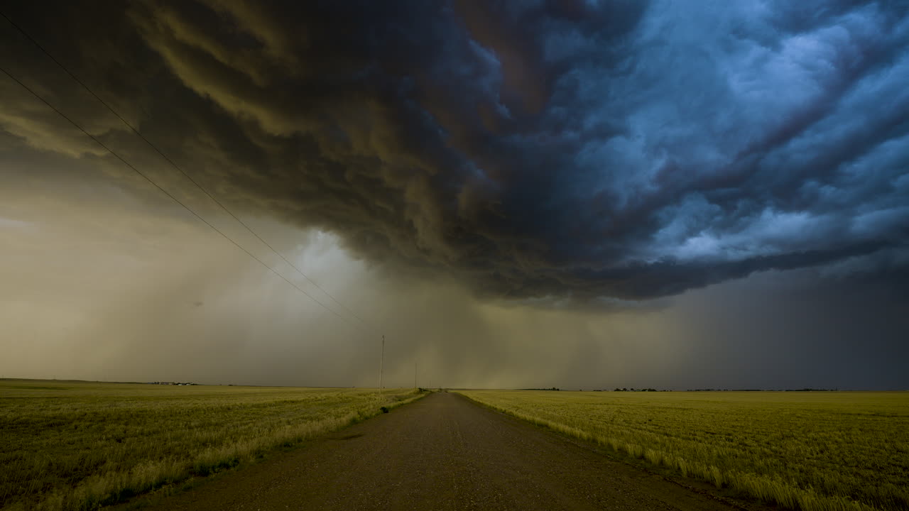Dramatic Storm Clouds Over a Country Road