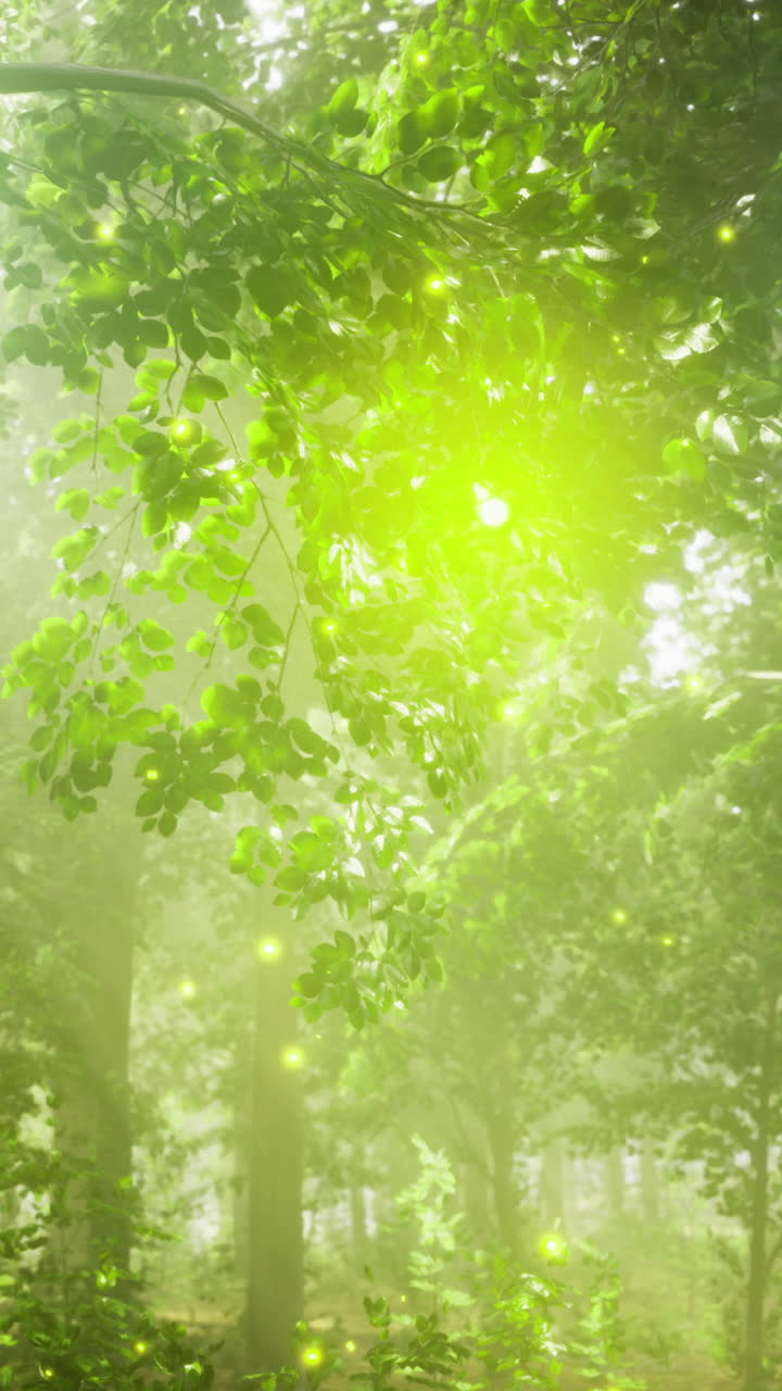 Magic of glowing fireflies in a lush forest during a summer night