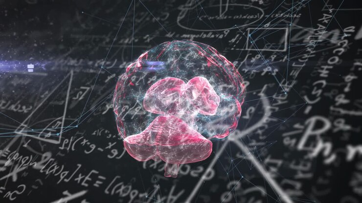Animation of mathematical data processing over human brain
