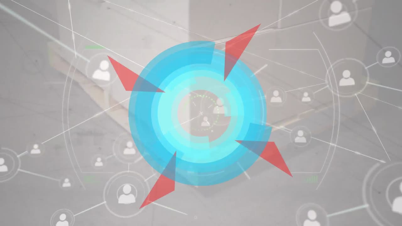 Animation of circles moving over network of connections