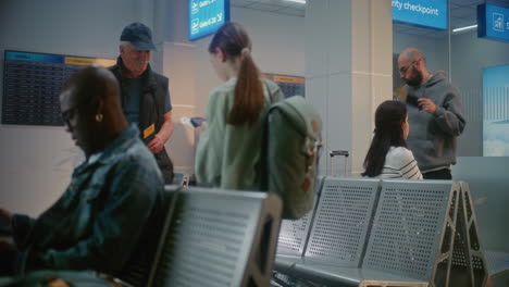 airport waiting area with passengers