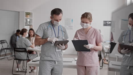 two doctors talking in clinic