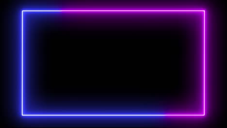 glowing neon frame animation with purple and blue colors on black background.