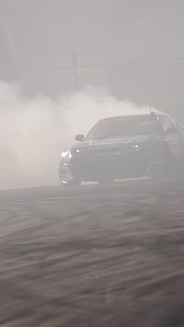 drifting car in fog