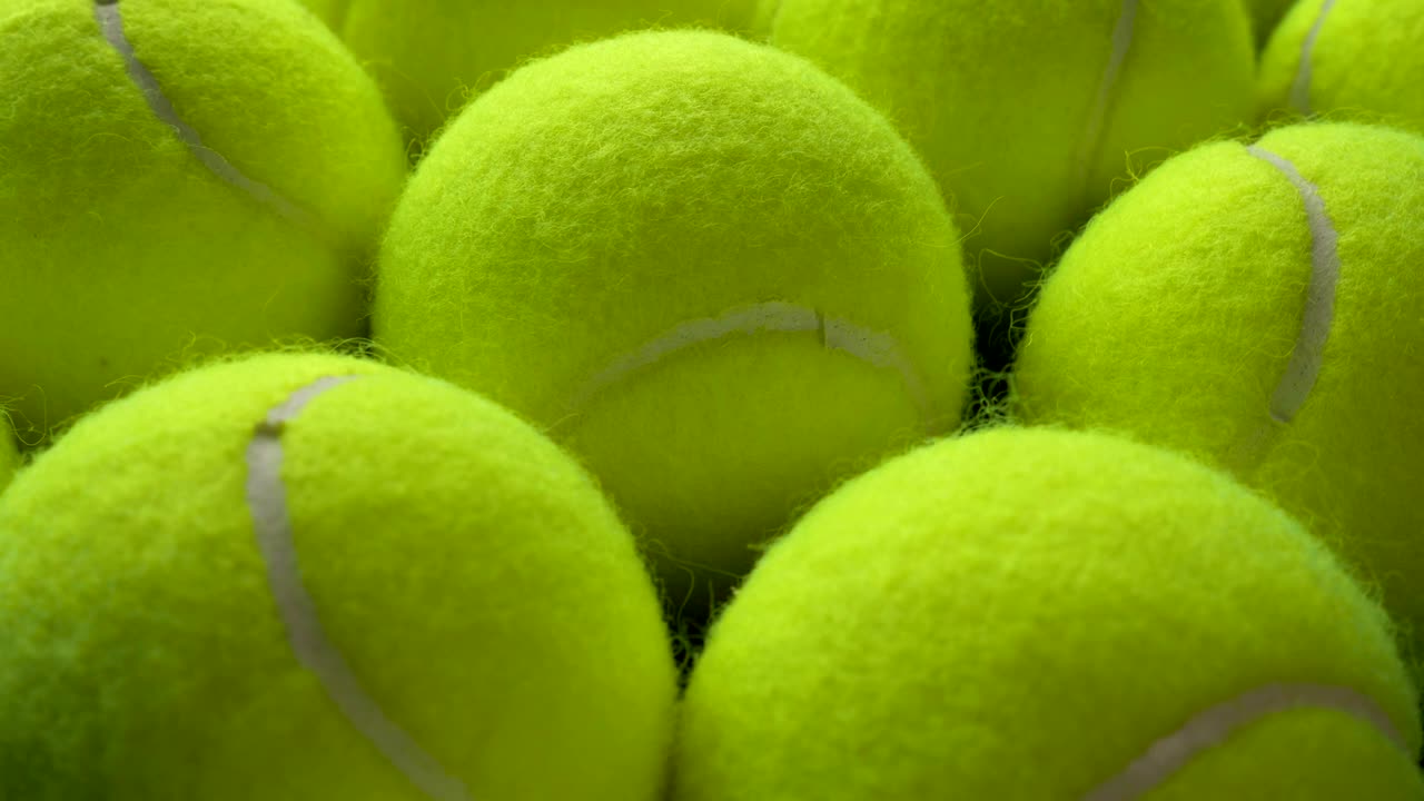 Rows and rows of tennis balls