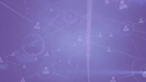 animación del procesamiento de datos e iconos sobre fondo azul