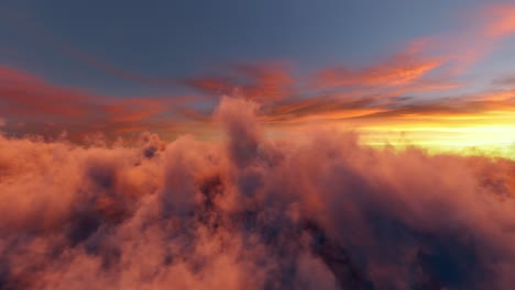 volando por encima de las nubes del atardecer cinematográfico bucle de fondo de movimiento