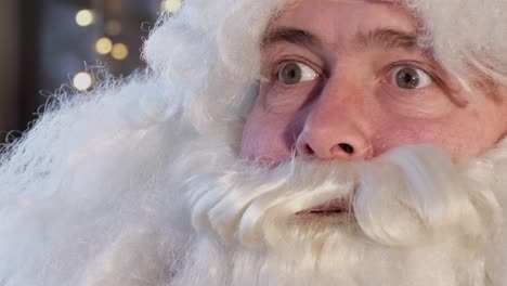 close-up of santa claus's expressions, from peaceful to surprised