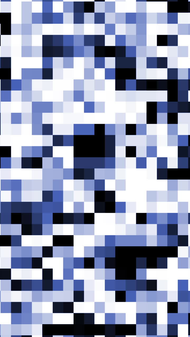 Abstract Pixelated Transition with Blue and White Squares