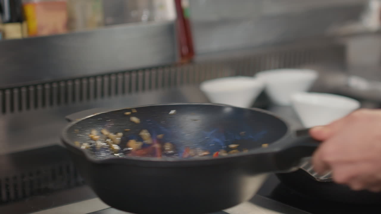 Pan-Fried Vegetables On Fire