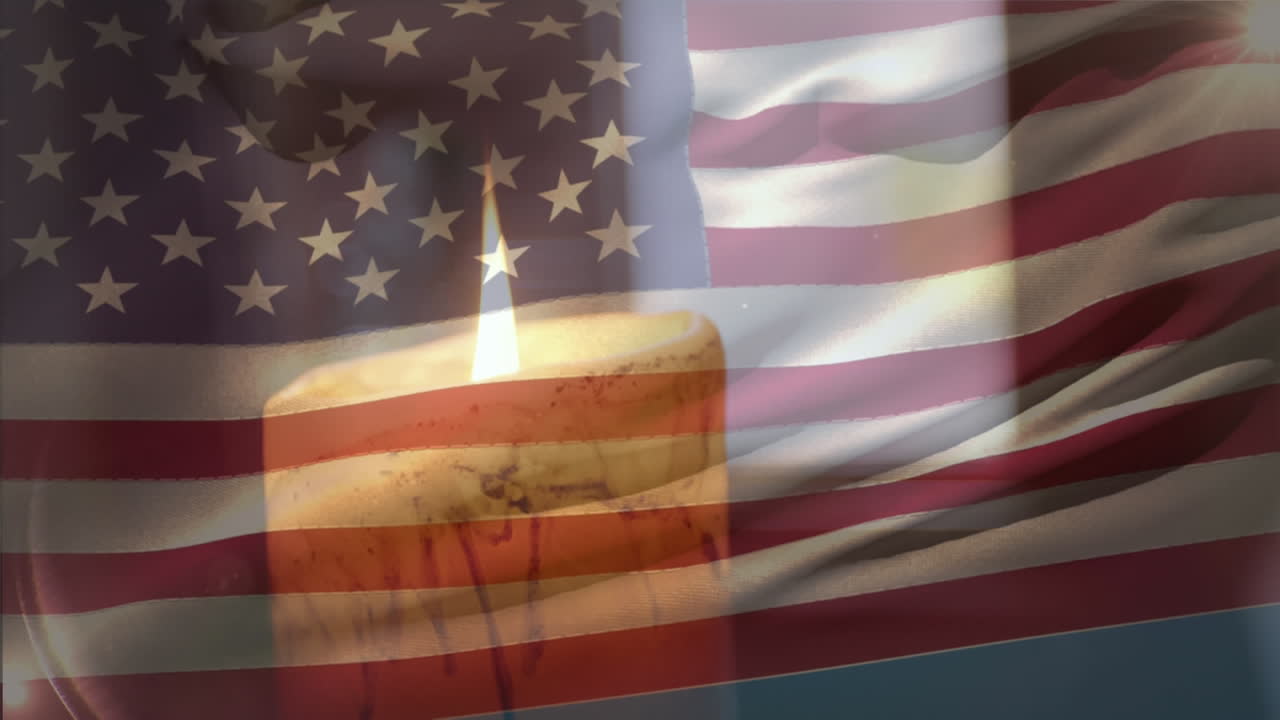 animación de la bandera de los ee.uu. sobre una vela