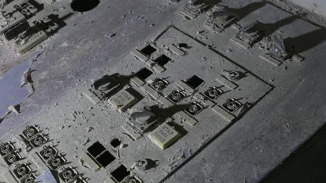 Dusty Chernobyl Unit 4 Reactor Control Room After The 1986 Accident In Ukraine. Close-up Shot
