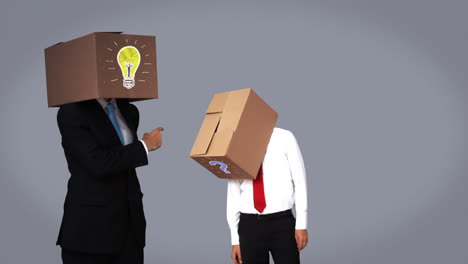 Businessman-speaking-with-box-on-head