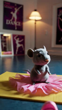 mouse ballerina in a dance studio