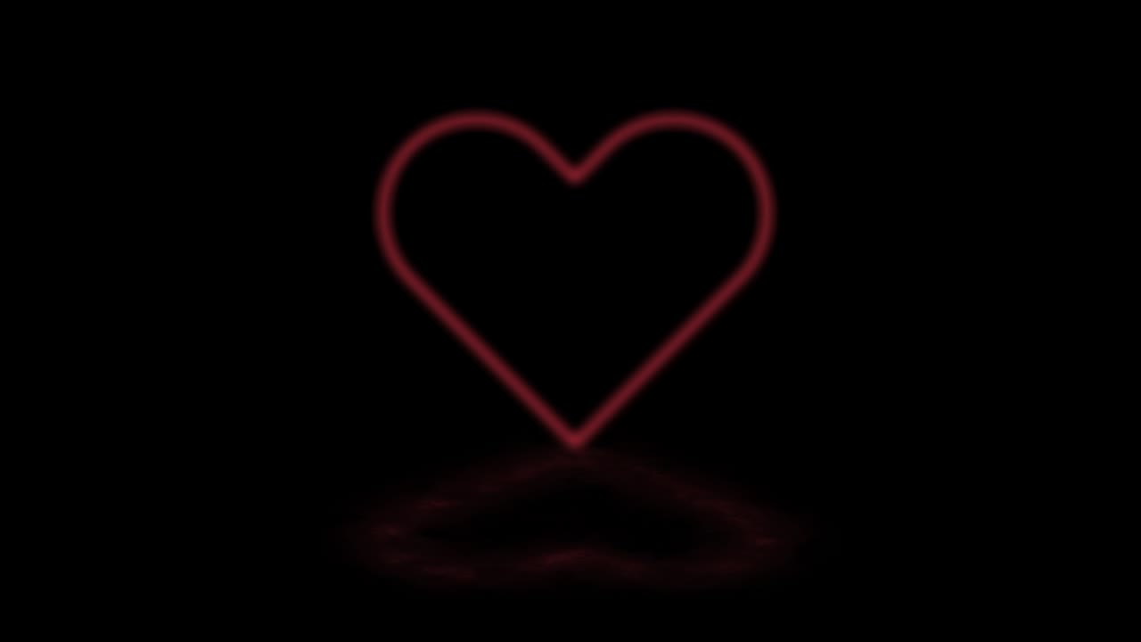 검은색 배경에 디스코 조명과 함께 은 빛나는 반이는 심장 모양