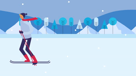 young man skiing in snowscape
