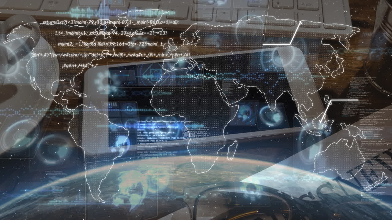 animación del procesamiento de datos a través de un teléfono inteligente