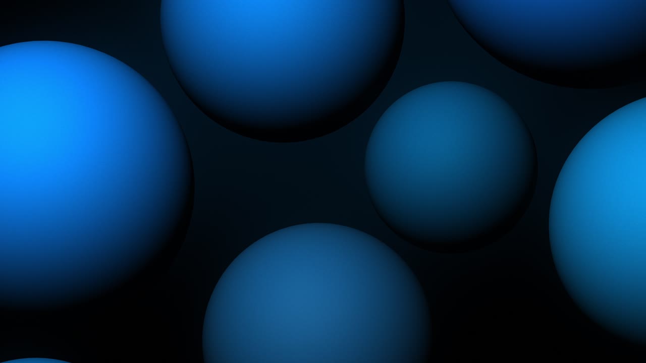 Animation loop of blue spheres floating and moving on a gradient background