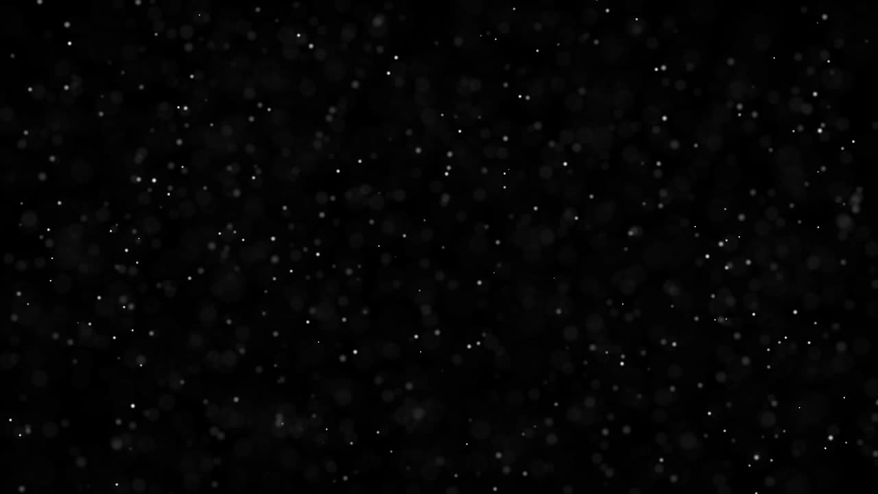 Abstract dots background. White illuminated particles. Depth of field. Abstract lighting, dust, particle and glare on a dark background. Futuristic technology. Bokeh. 3d loop animation, VJ, 4K