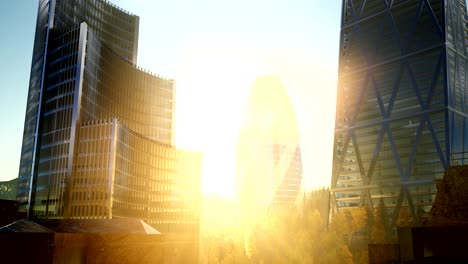 Rascacielos-De-La-Ciudad-Con-Toques-De-Lentes-Al-Atardecer