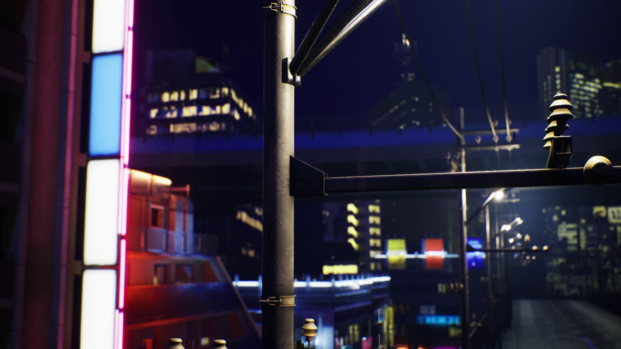 Nighttime urban landscape showcasing street lighting and modern architecture