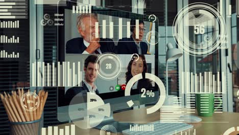creative visual of business people in a corporate staff meeting on video call