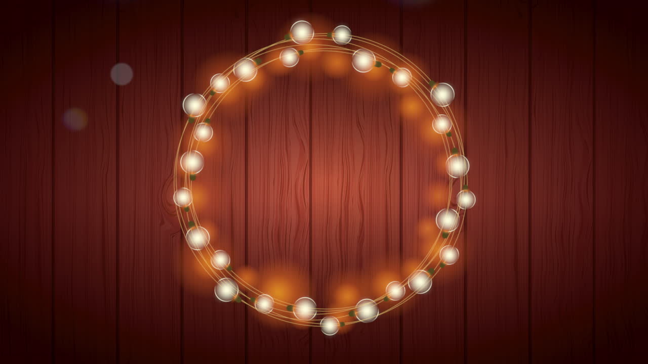 원형 프레임 조명 전구와 함께 메리 크리스마스 카드